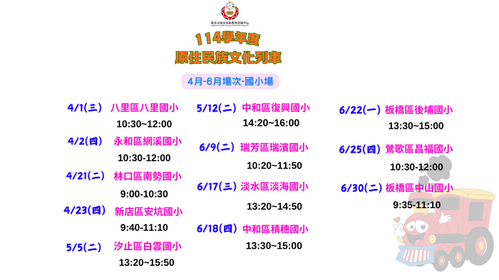 114學年第二學期文化列車-國小場錄取名單