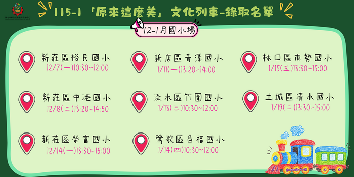 115學年度第一學期文化列車12-1月國小場